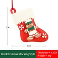 Christmas small red stocking ornament with gingerbread man and peppermint candy details - Small Red Christmas Stocking Ornament
