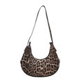 Stilvolle Schultertasche mit Leopardenmuster in Halbmondform für Damen mit Riemen - Braun