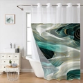 Waterproof polyester shower curtain with luxury marble fluid art in blue and gold - 181x188cm Single Shower Curtain / Emerald Green Gold Marble