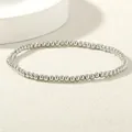 Minimalist silver spherical beaded stretch bracelet with high polished mirror finish - 3mm / White Gold