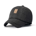 Winter-Stepp-Baseballkappe für Herren mit Ohrenschutz in Anthrazitgrau-Finish - Schwarz