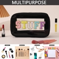 Borsa da toilette in PVC nero con patch STUFF e finestra trasparente chiara - Nuovo Nero (STUFF)