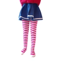 Kids pink and white striped tights in soft elastic knit for vibrant costume styling - 6-8 Years / Rose Red White Striped
