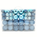 Blue Christmas ball ornament set in assorted sizes with glitter and matte finishes - 100pcs Pack / Light Lake Blue