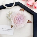 Pink peony artificial flower hair clip with green leaves on elegant background - 10cm Peony / Pink Peony