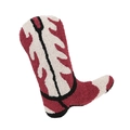 Abstract tufted boot shaped throw pillow with red and white geometric patterns for sofa - Red B240403-1 / 28x36cm (direct Charging Included)