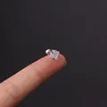 Square clear zircon helix piercing stud in polished stainless steel silver finish - Single Square Zircon (HSPJ356-18#) / Silver