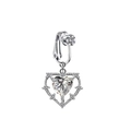 Detail of silver heart-shaped non-piercing navel clip with sparkling zircon stones - Silver Simple Cut Heart Style (FBR3102884)