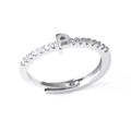 Silver letter P ring with small crystal accents and an adjustable open band - Letter P