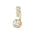 Polished gold belly ring featuring four vertically graded round-cut cubic zirconia stones - Style 10