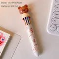 Penna a sfera multicolore con orsetto carino e 10 colori di inchiostro per uso scolastico - 4# Orso con borsa a tracolla