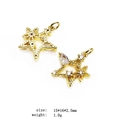 Macro detail of star-shaped golden pendants with cubic zirconia, size 15x16x2.5mm - 11-Star