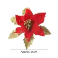 Kunstmatige rode kerstster met goudkleurige glitterbladeren voor kerstdecor, ca. 15cm - Goud-Rode Stijl (Ongeveer 15cm)