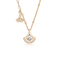 Rosegoldene S925 Silber Ginkgoblatt Kette mit tanzendem Moissanit Anhänger - 925er Silber / Roségold (Moissanit)