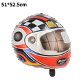 Racing motor helmet foil balloon with checkered flag patterns for party decoration - Helmet Shape Balloon