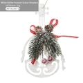 White glitter guitar Christmas ornament with pine cones, red berries and festive bow - White Type A - Glitter Guitar