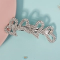 Silver love-shaped hair clip with sparkling rhinestones on a pastel background - 7# Love Letter Style