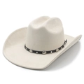Classico cappello da cowboy western in finta pelle scamosciata crema con fascia borchiata - M (56-57 cm) / Beige