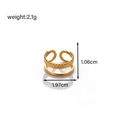 Gold adjustable stainless steel open ring with double-layered leaf texture and smooth finish - Wheat Ear Double Layer (MN322)