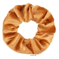 Golden velvet scrunchie with zipper pocket and soft ribbed texture for ponytail styling - Turmeric