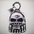 Retro stainless steel biker skull bell pendant featuring a vintage silver finish - Ghost Skull / Antique Silver