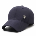 Winter thermal baseball cap in dark blue with fleece lining and metal shield logo detail - Adjustable / Navy Blue