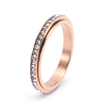Detail view of the rose gold spinning ring band with white zircon stones inlay - US 5 / Rose Gold