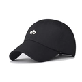 Klassische schwarze Baumwoll-Baseballkappe mit weißer ab-Stickerei und gebogenem Schirm - Schwarz (ab Stickerei)
