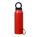 Matte red stainless steel vacuum insulated water bottle with magnetic lid ring and seal - 32oz / With Straw / Red