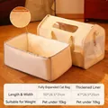 Winter warm pet carrier in beige with thick plush lining for cats up to 10kg - Beige (With Thickened Liner)