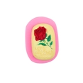 Pink silicone mold for rose scented wax tablets with embossed flower design - Style 3# Rose Rectangle / Pink