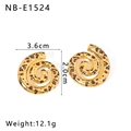 Detailed close-up of 18k gold-plated leopard print spiral earrings with dimensions - Spiral Leopard Style (NB-E1524)