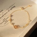 Sparkling zircon octagram compass pendant bracelet with gold chain and star charms - Gold Four-pointed Star