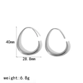Polished silver stainless steel hoop earrings with size specs 40mm height and 28.8mm width - Large Silver(TE6587-S)