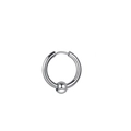 Minimalist silver stainless steel hoop earring with a small metal bead accessory - LE3251 Silver (Single) / Silver Round Bead Style