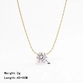 Collana dorata con pietra zirconia da 6mm e catena a maglie regolabile 45cm - Oro