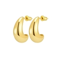 Polished 18k gold plated C-shape teardrop hoop earrings with high gloss finish - Gold