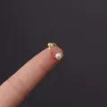Golden arc cartilage earring with white pearl and micro zircon inlay for women - U-Shaped Pearl Diamond Jewelry (HSPJ356-7#G)