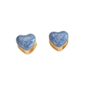 Elegant heart-shaped stud earrings in deep blue marble finish with gold plating - Blue