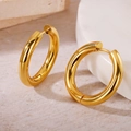 Classic golden titanium steel hoop earrings with high-polished minimalist mirror finish - 4.0 Gold Color Inner Diameter 20mm