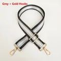 Adjustable gray and silver striped nylon bag strap with polished gold metal hardware - Grey + Gold Hook