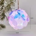Rainbow iridescent Christmas ornament ball with laser finish and hanging rope, 10cm size - Glowing Ball