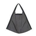 Deep grey triangular hobo bag in wrinkled nylon fabric with black reinforced webbing handles - Gray