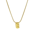 Gold stainless steel snake chain necklace with a 3D letter E pendant for women - Necklace - Letter E