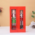 Casse-noisettes de Noël en bois dans une boîte cadeau rouge avec décorations de fête - Style Chef / Casse-Noisette Lot de 2