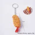Realistic gold tempura shrimp keychain 7cm length 23g weight creative food pendant - Breaded Tempura Small Shrimp (Keychain)