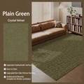 Green faux linen crystal velvet rug with anti-slip silicone base and waterproof surface - Custom Size (Contact Service) / Plain Green
