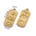 Stainless steel 18K gold tarot sun pendant showing 22.5x10mm size and 2mm hole - Slim Rectangular-Gold