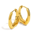 Irregular chunky hoop earrings in 18K gold plated stainless steel with smooth finish - Irregular Small Ear Buckle - Gold