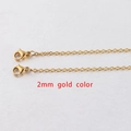 Detail view of 2mm gold stainless steel square link chain with secure lobster clasp - 2mm Gold Color